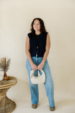Load image into Gallery viewer, front view of model wearing the in season sweater tank. model has the sweater paired with a pair of medium wash denim.