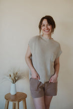 Load image into Gallery viewer, front view of model wearing the used to be set in the color taupe/mocha.