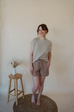 Load image into Gallery viewer, front view of model wearing the used to be set in the color taupe/mocha.