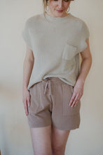 Load image into Gallery viewer, front view of model wearing the used to be set in the color taupe/mocha.