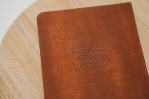 back cover view of the hosanna revival lined notebook in the Santa Elena theme.