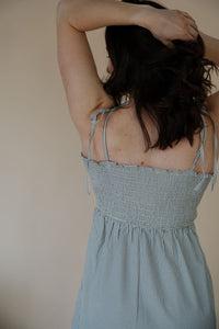 back view of model wearing the starting over dress