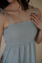 Load image into Gallery viewer, detail view of model wearing the starting over dress