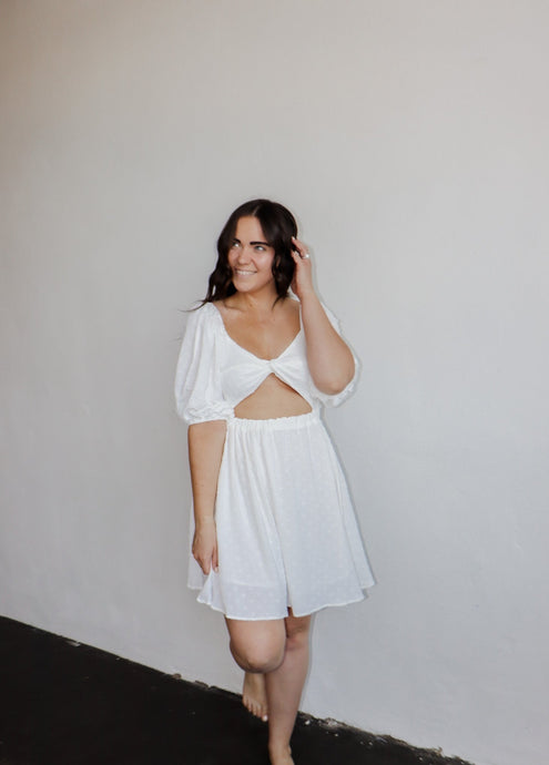 model wearing the just a dream dress.